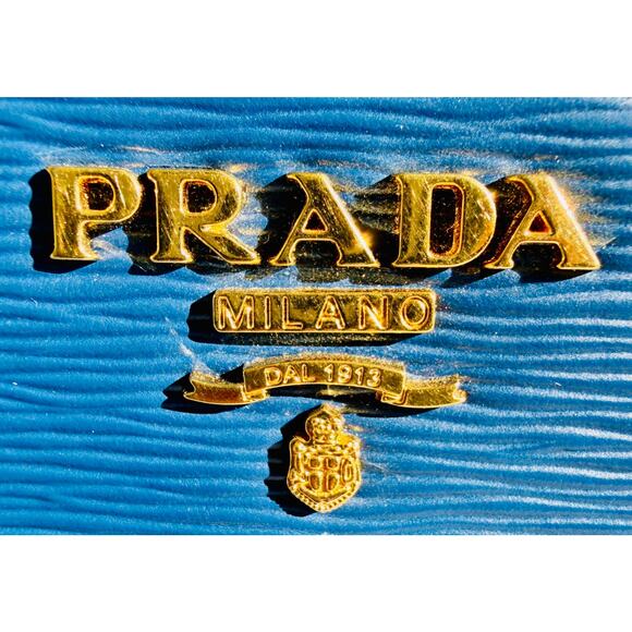 Prada Blue Saffiano Leather Zip Around Wallet | Authentic w/ Card - Picture 4 of 9